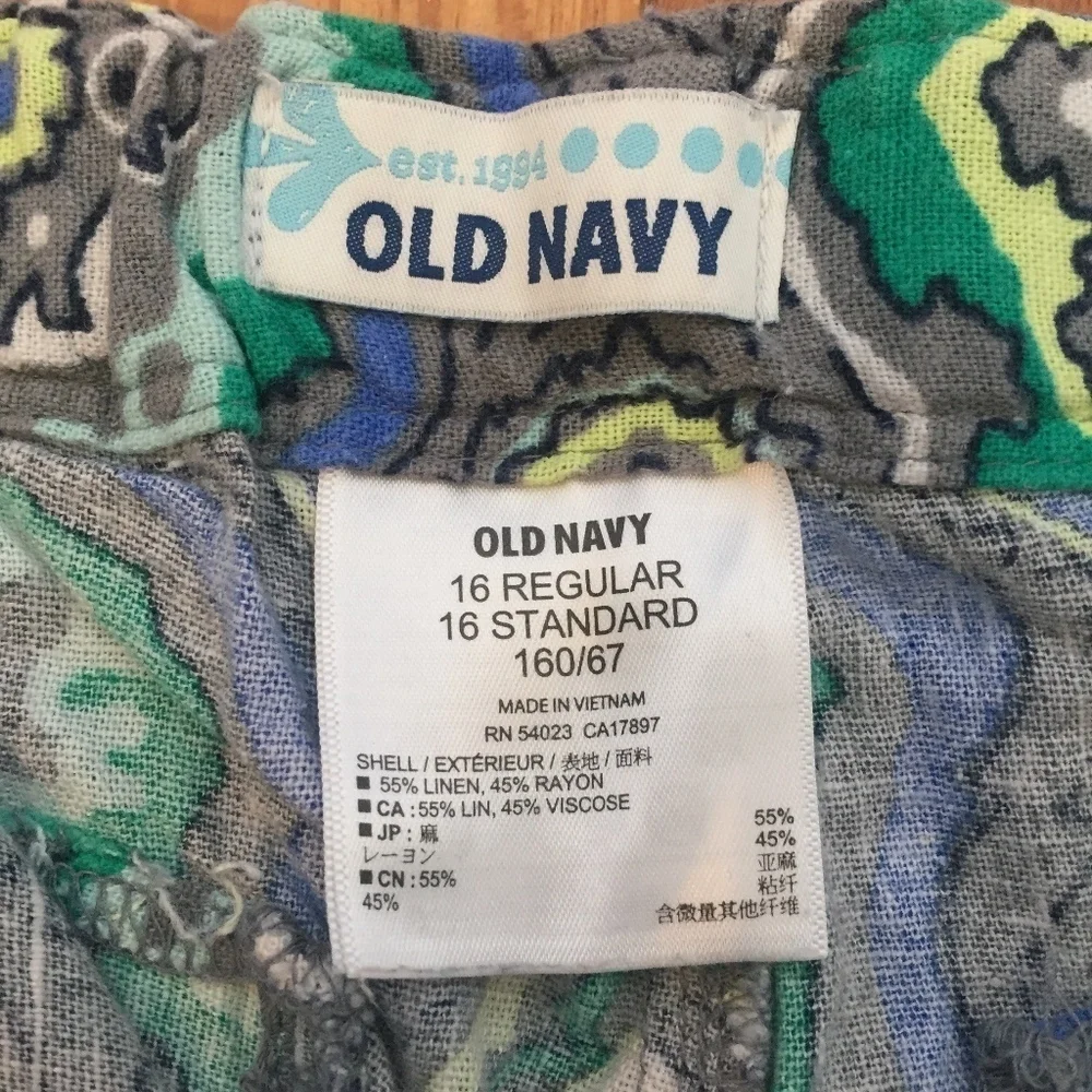 3/$20 Old Navy Linen Bold Printed Shorts Sz 16
